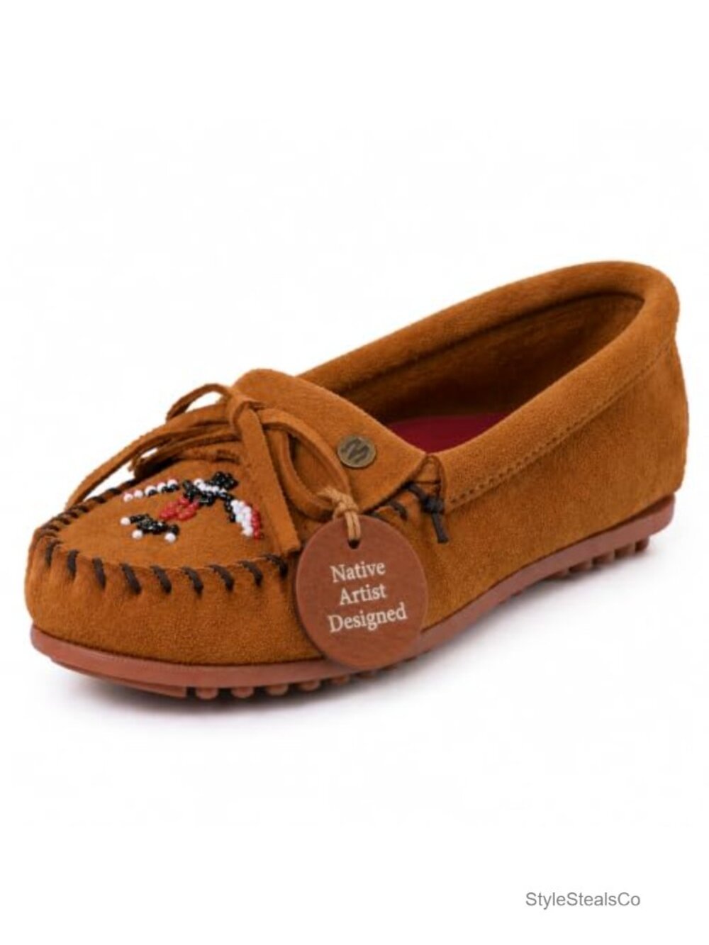 Mini skjefte Women's Thunderbird Animikii Minnetonka Mocc On Suede Leather Flat